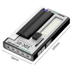5-LED Magnetic Portable Flashlight With 21700 Battery USB Rechargeable with Digital Display, Red & Blue Warning Lights, Outdoor EDC Work Inspection Lamp