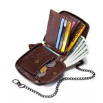 LinkMejor Men Genuine Leather Wallets Multifunction Bifold Zipper Wallets RFID Anti-magnetic Multi-card Slot Card Holder Coin Purse
