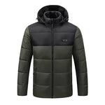LinkMejor HJ-15G Unisex Cotton-padded Heated Jacket - 15 Heating Areas, USB/DC Charging, Winter Electric Thermal Warm Jacket for Outdoor Hiking Camping