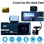 2 Inch IPS Screen Car Dash Cam 3-Channel Driving Recorder G-sensor Loop Recording Parking Monitoring