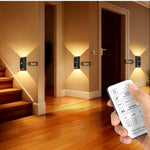 Elfeland Rechargeable LED Motion Sensor Wall Light with Remote Control Up & Down Glow 3 Color Temperatures Auto-Off Magnetic Night Lamp