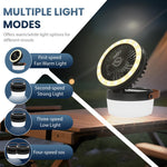 LinkMejor Outdoor Solar Fan Light Portable Rechargeable Hanging Lamp USB Rechargeable Folding Camping Lights Easy to Use