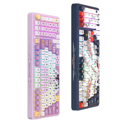 LinkMejor KS99 Tri-Mode Mechanical Keyboard with Multimedia Knob 98 Keys Gasket Structure RGB Backlit Hot Swappable 6000mAh Battery Wireless bluetooth Custom Gaming Keyboard