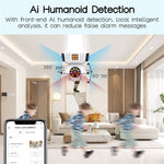 V380PRO Tri Lens WiFi IP Security Camera PTZ AI Human Recognition Two Way Audio Night Vision Smart Home Surveillance Camera with Light