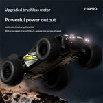 YH Toys YH16001 PRO RTR 1/16 2.4G 4WD 70km/h Brushless RC Car High Speed Off-Road Monster Truck LED Light Remote Control Vehicles Models Metal Diff Drive Shaft Toys