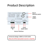 Tuya ZBAiSW01 Zigbee3.0 Smart Temperature Switch 10A Dry Contact Smart Thermostat Voice App Remote Control Timer Function Work with Alexa Google Home