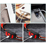 LinkMejor LED Headlight with Red Strobe Warning USB Rechargeable Headlight Red Light Floodlight Perfect for Riding and Working Head Lamp