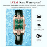 LinkMejor Fashion Rectangular Quartz Watch Female Luxury Elegant Clock Waterproof Leather Band Creative Diamond Women Watch