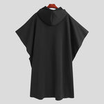 LinkMejor Autumn Winter New Men's Loose Black Coats Stylish Irregular Hooded Cloak FashionLong Sleeve Trench Outwear Jackets S-5XL