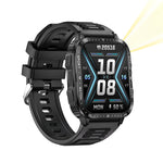 LinkMejor KT79 1.96inch HD Screen IPX8-3ATM Waterproof SOS Flashlight bluetooth Call Heart Rate Blood Pressure Blood Oxygen Monitor Sleep Monitoring Women's Health Multi-sport Modes Music Playback Smart Watch