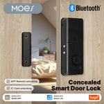 LinkMejor BA2L5 bluetooth Smart Lock NFC IC Card Tuya App Remote Unlock Doorlock for Glass Door Wooden Door