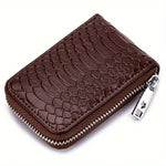 Business PU Leather ID Credit Card Holder Handbag Multi Card Leather Coin Purse Vertical Imitation Snake Texture Zipper Organ Bag