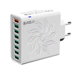BK319 120W 8-Port USB Charger QC4.0/3.0/2.0 FCP SCP Fast Charging Wall Charger Adapter EU Plug US Plug for iPhone 16 15 14 13 Pro for Huawei Mate XT for Samsung Galaxy Z Fold6 for Xiaomi MIX Fold4