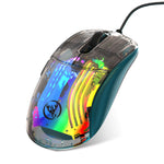 LinkMejor X400 Wired Gaming Mouse Transparent Ergonomic RGB Backlight 7 Programmable Buttons 12800 DPI High Precision
