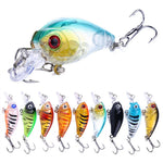 LinkMejor 15PCS 4.5cm 4g Luya Black Bass Fishing Lures 3D Metal Eyes Steel Hook Wobbler Bait for Rock Fishing