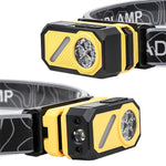 LinkMejor Multi-Source Sensor Headlamp, Portable Running Light With Cap Clip Magnet, Rgb Ambient Light, Digital Display Headlamp For Fishing Camping Hiking,Running