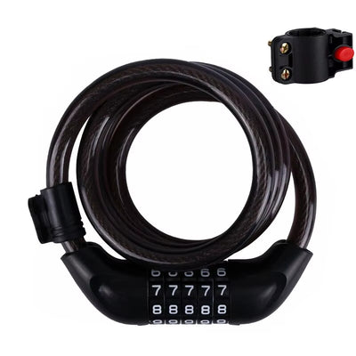 LinkMejor Bike Lock Steel Password Lock Five-digit Code Anti-theft 120CM Portable Safety Cable Lock for MTB Bike Electric Bike Scooter Motorcycle
