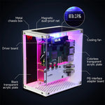 LinkMejor Raspberry Pi 5 Case Protective Kit with Cooling Fan Chassis RGB Color Light 0.96 Screen Dispaly DIY Electronic Shell Host PCIe