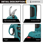 LinkMejor 21V Cordless Electric Scissors Large Battery Capacity Pruning Shears Tree Branch Pruner Garden Tools W/1pcs 2pcs Battery