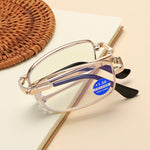 Convenient Foldable Pocket Reading Glasses Anti-blue Light Full-Rim HD Metal Glasses for Men Women Eyewears
