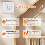 Intelligent Thermostat 16A Floor Heating Temperature Controller with LED Touch Screen 85-265V Electric Heating Control