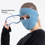 LinkMejor Fall Winter Warm Cycling Full Face Mask Windproof Anti-dust Breathable Skiing Masks Shield Face Cover With HD Anti-fog Goggles for Men Women