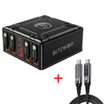 [GaN Tech] LinkMejor® BW-S34 550W 7 Ports USB PD Charger with Retractable Cable 5USB-C+2USB-A QC PD Fast Charging Desktop Charging Station for iPhone 17 16 16 Pro 15 14 13 Pro Max for MacBook Pro for Airpods for Apple Watch