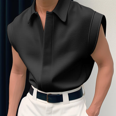 INCERUN Men Shirts Solid Color Sleeveless Shirt Casual Daily Lapel Streetwear Shirt Mens Clothing Summer Male Shirts