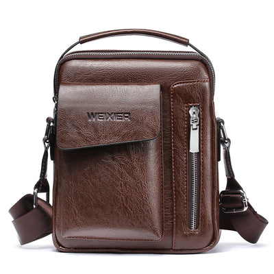 LinkMejor Men's Crossbody Bag PU Leather Hand Bag for Men Messenger Bags Waterproof Backpacks Business Casual Single Shoulder Bag