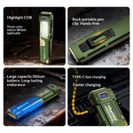 LinkMejor 10W Compact Thin Mini Portable LED Flashlight Digital Display EDC Tactical Rechargeable Work Light, Three-Source Outdoor Camping and Emergency Use High-Intensity LED Torch