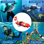 Spearfishing Buoy Hi-Visibility Inflatable Torpedo Buoy Float Signal With Dive Safety Flag Suitable for Scuba Diving Freediving Snorkeling Swimming