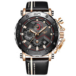 LinkMejor Men's Luxurious Fashion Quartz Watch Calendar Multifunction Waterproof Watch Chronograph Sport Wristwatch