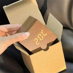 Wooden Digital Alarm Clock with Temperature Sound Control Electronic Clocks Desktop LED Bedside Clock