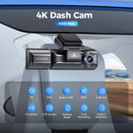 LinkMejor Dash Cam M550 Max 4K+1K+2K Built-in GPS WiFi Car Dash Camera Front Inside Rear 3 Way IR Night Vision Car DVR Support Rear Cam