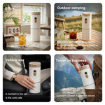 Comfook 15W 2-in1 Portable Coffee Grinder & Travel Mug 400ml Insulated Cup Built-in Pour Over Filter Rechargeable Coffee Maker for Travel & Office