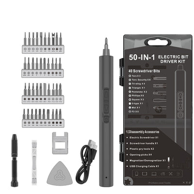 50-in-1 Mini Portable Electric Screwdriver Set 0.35 N·m Torque 200 r/min High-Speed Compact Design Rechargeable Lithium Battery for Electronics Repair and DIY