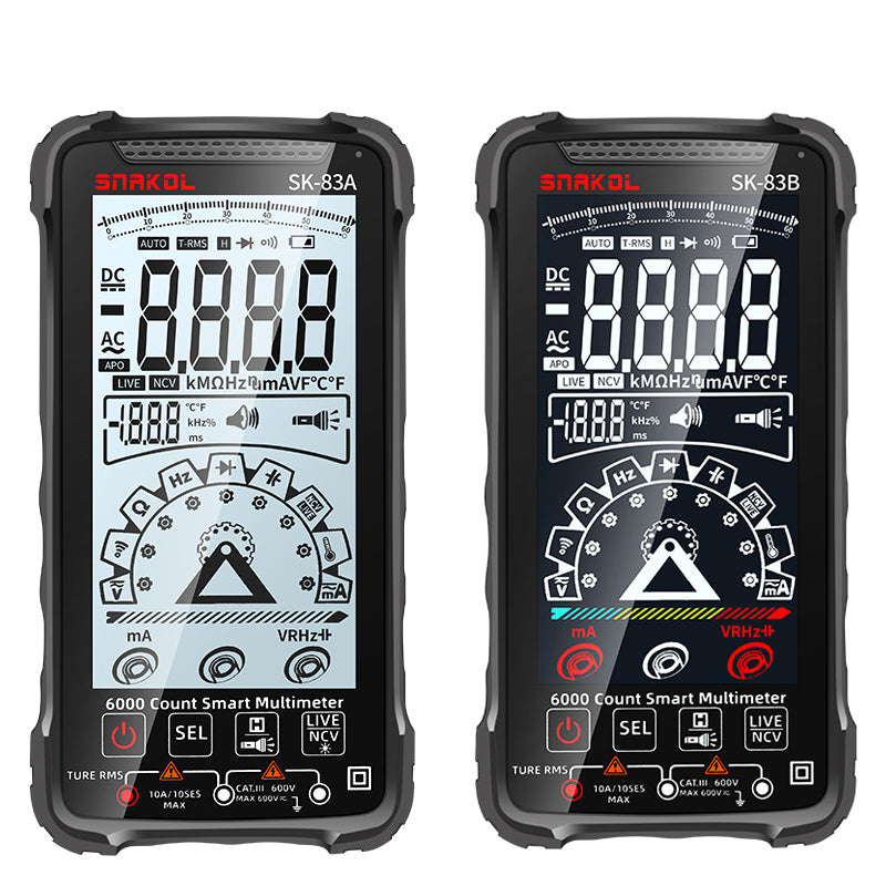 SK-83A/B Smart Multimeter 600V 10A 6000 Counts Auto Range NCV Backlit LCD Rechargeable Battery Capacitance Temperature Measurement