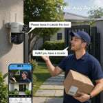 SriHome SH074 4MP Dual Lens PTZ Camera Dual-Screen Full Color Night Vision Human Motion Two-Way Audio Visual Alarm IP66 Waterproof WIFI Surveillance IP Camera for Outdoor Safety