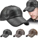 Collrown Fashion Baseball Cap Outdoor Men's Adjustable PU Leather Hat Letters Embossed Casual Hats Women Unisex Sport Sun Visor Hat