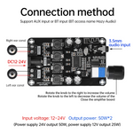 XH-A415 Digital BT Amplifier Board Dual Channel Stereo Output 50W+50W High Efficiency Class-D Audio Amplifier 12-24V AUX BT TPA3118D2