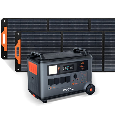 Blackview Oscal Powermax 3600 SE PM3600SE Rugged Power Station+2*PM200 Pro Solar Panel Kit Power Station 3600W 14 Versatile Outlets with 14 Outlets LiFePO4 Cells 6 * LED Light Modes Power Backup for Emergency Communication Camping House Trolling
