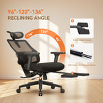 Newtral MagicH-BP Ergonomic Chair with Footrest - Home Office Desk Chair with Auto-Following Lumbar Support, 4D Armrest, Seat Depth & Height Adjustable, 96°-136° Reclines