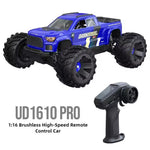 LinkMejor 1610 PRO RTR 1/16 2.4G 4WD 65km/h Brushless RC Car LED Light Full Proportional Off-Road Climbing Truck High Speed Large Foot Remote Control Vehicles Models Oil Filled Shocks Metal Dogbone Toys
