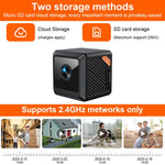 W02 1080p HD Smart Camera Infrared Night Vision Wireless WiFi Camera 140° Wide Angle Motion Detection Magnetic Mount Type-C Charging Mini Cameras