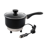Car Electric Frying Pan 12V/24V Lighter Power Supply Cooking Pot Travel Cooker Fast Heating for Camping RV Road Trip