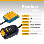 1.5m EU Plug Battery Extension Cord Tool Suitable for Makita for DeWalt 18V Lithium Batteries