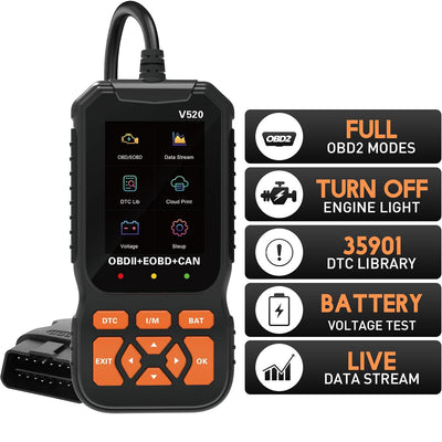 V520 2.8 Inches Screen Professional Car Diagnostic Scanner Full OBD2 Car Scanner Diagnostic Scan Tool Automotive Engine Fault Diagnosis
