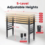 LinkMejor 48 inch Worktable Workbench with Power Outlet 2000 lbs Load Capacity Garage Table Desk Adjustable Height Work Bench for Garage/Wood Shop/Office/Home