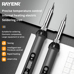 15 in 1 Rayenr Digital Soldering Iron 60W Temperature Control Ceramic Heating Rapid Heating 1.2m Cord Soldering Kit