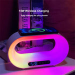 Multi-function 3 In 1 LED Night Light APP Control RGB Atmosphere Desk Lamp Smart Multifunctional Wireless Charger Alarm Clock